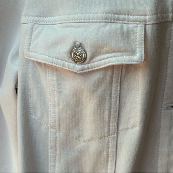 Denim & Co. EasyWear White Twill Classic Button-Front Jacket L - Picture 4 of 13
